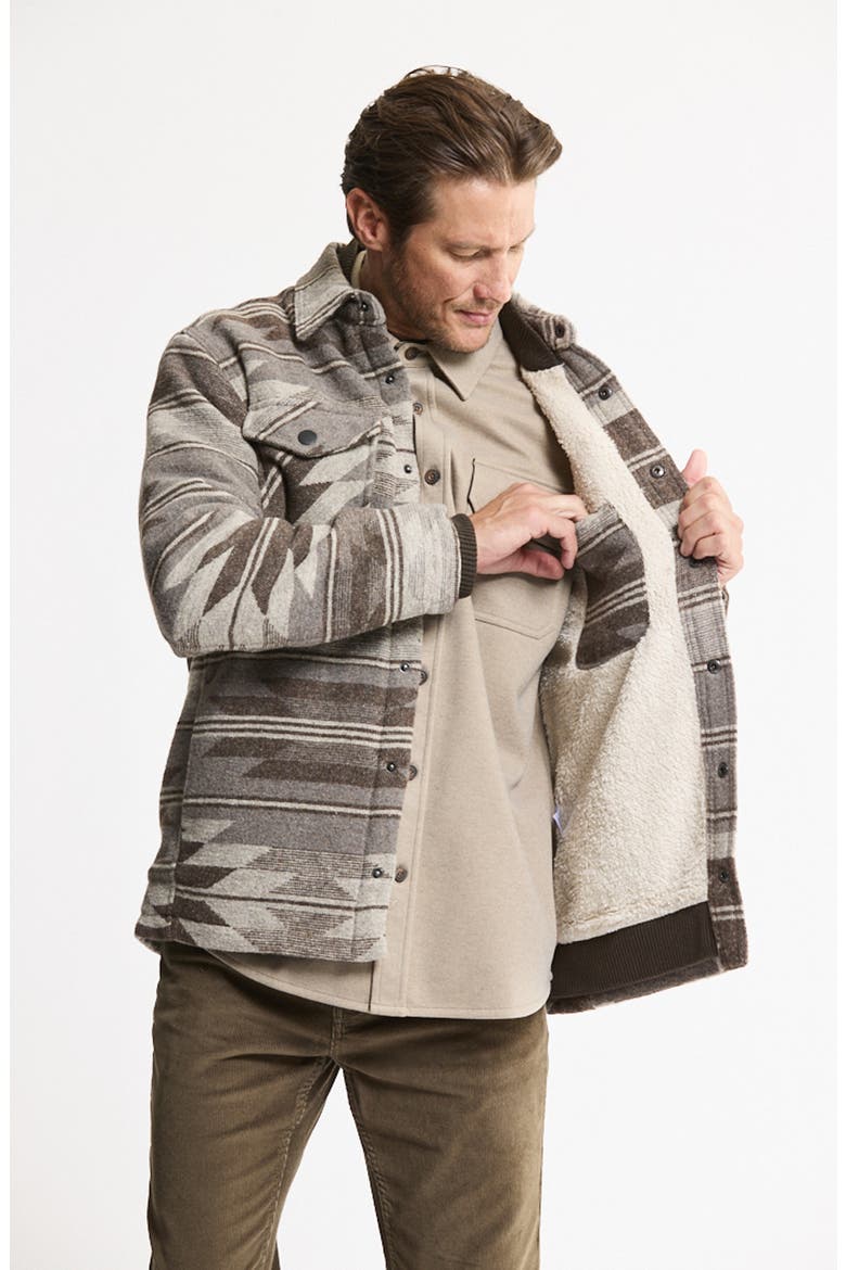 Faux Fur Lined Shirt Jacket, Alternate, color, STONE AZTEC
