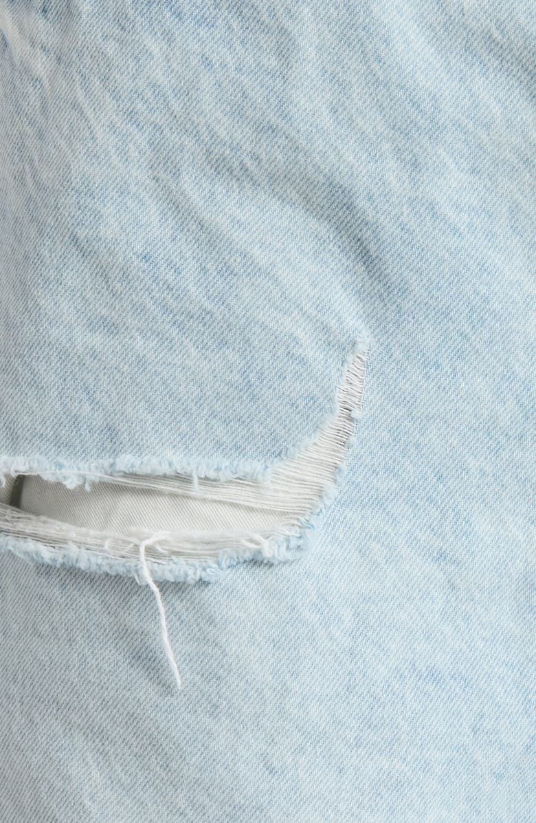 PURPLE BRAND Blowout Patched Raw Hem Denim Shorts, Alternate, color, Light Indigo