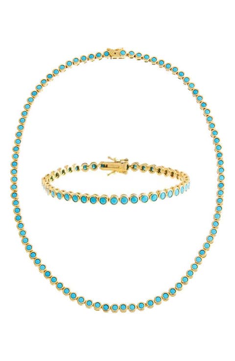 Turquoise Tennis Necklace & Bracelet Set