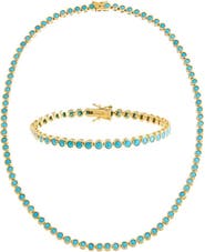 BY ADINA EDEN Turquoise Tennis Necklace & Bracelet Set