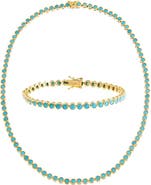 BY ADINA EDEN Turquoise Tennis Necklace & Bracelet Set
