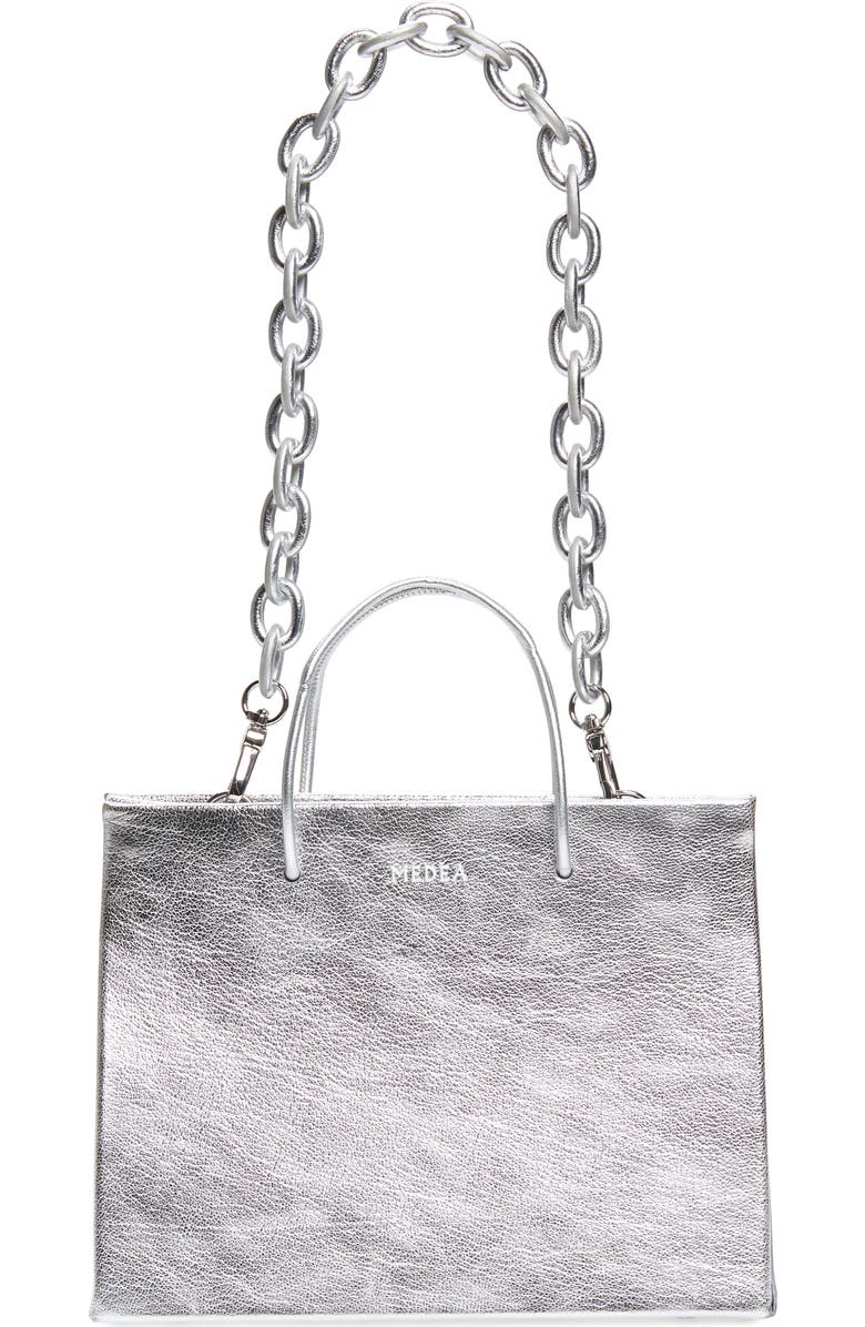 Medea Hanna Chain Strap Metallic Leather Tote, Main, color,