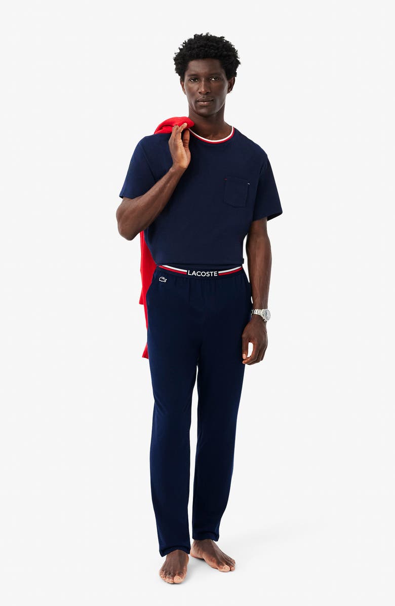 Lacoste Core Essentials Stretch Cotton Pajama Pants, Alternate, color, Navy Blue
