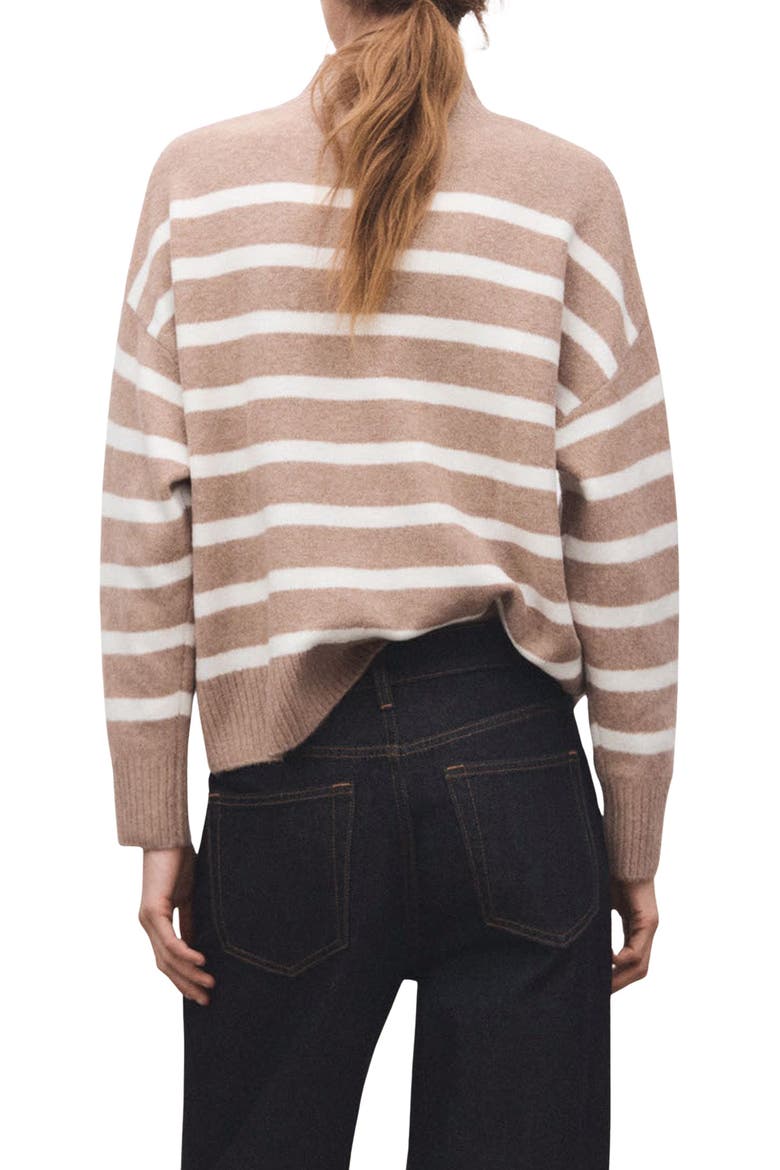Oversize Stripe Mock Neck Sweater, Alternate, color, LIGHT/ PASTEL BEIGE