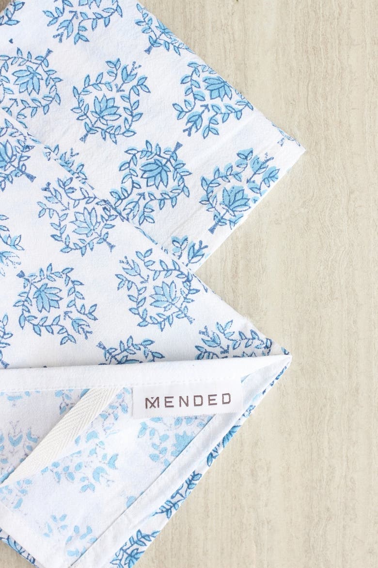 Tea Towel Set - Lotus & Stripe, Alternate, color, Navy