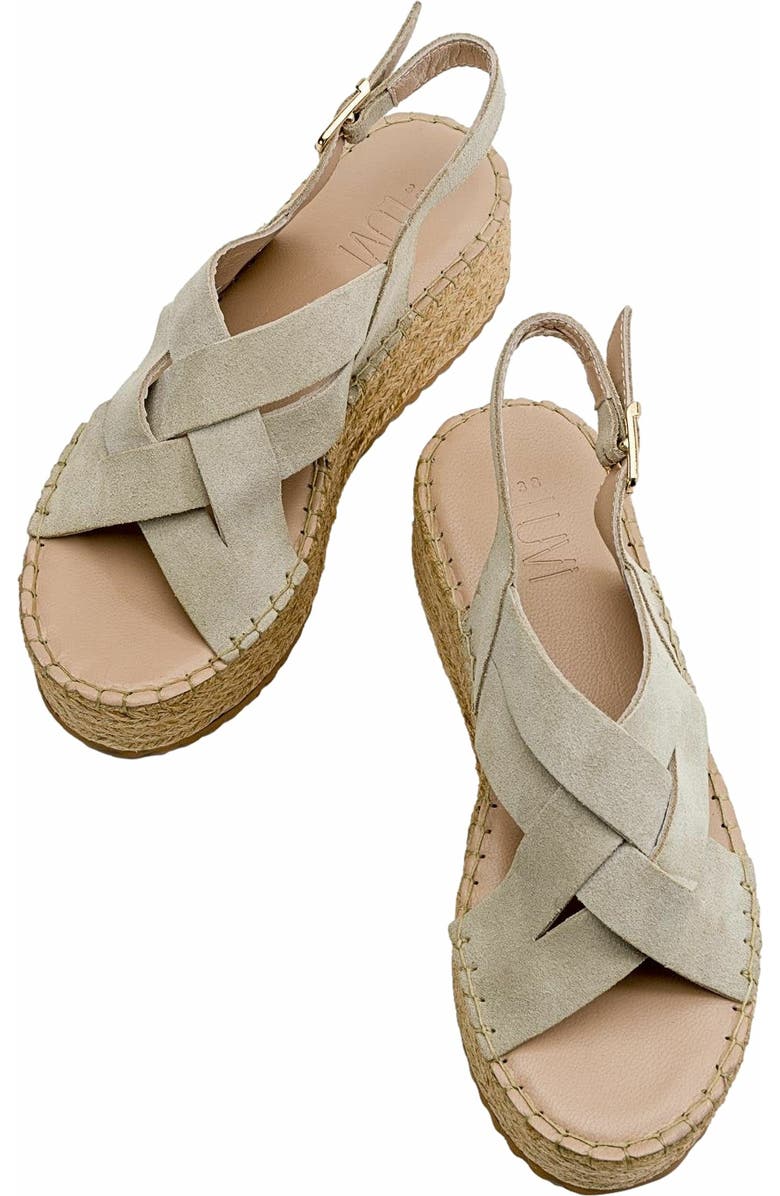 Forever & Always Shoes Lontano Suede Leather Platform Sandal, Alternate, color, Beige Suede Leather