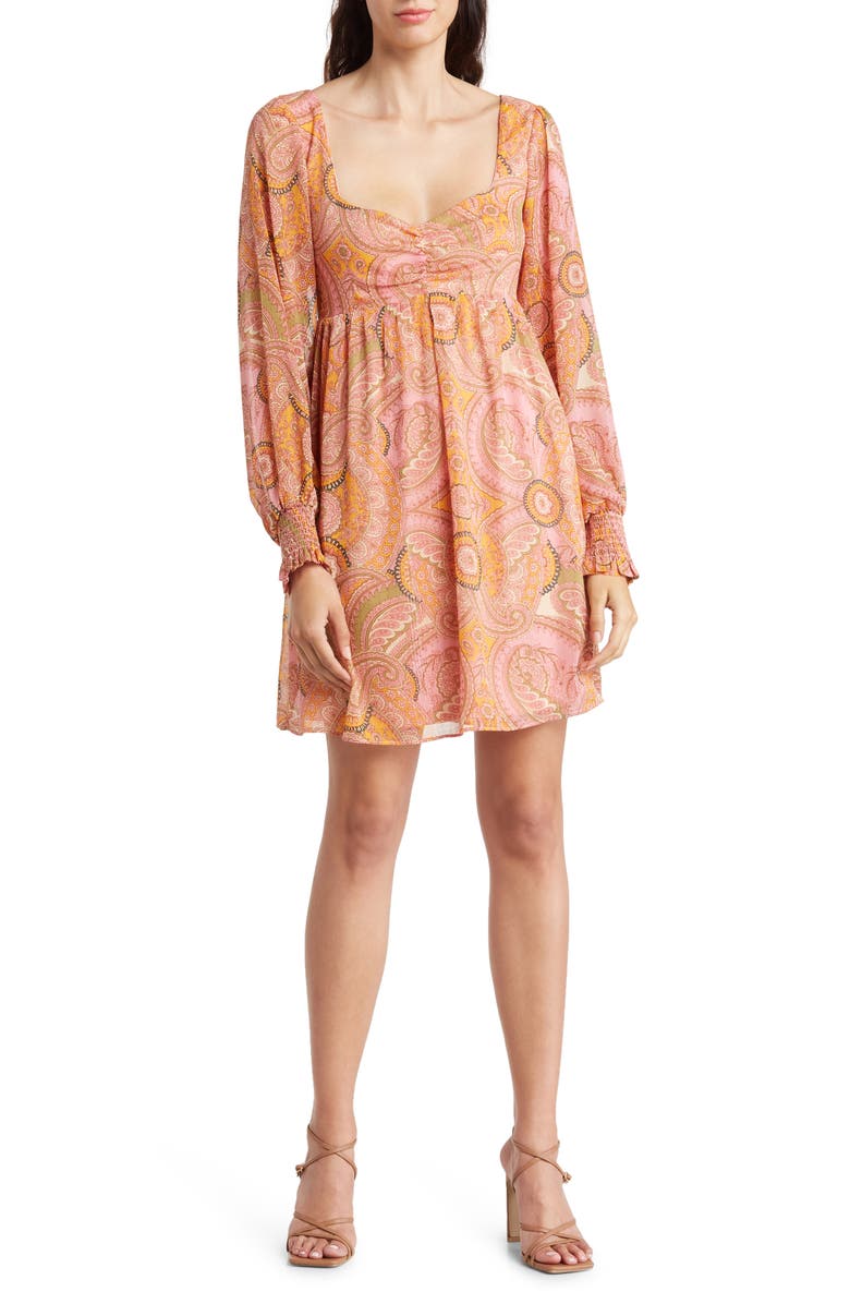 BCBGeneration Lurex Chiffon Babydoll Dress, Main, color,