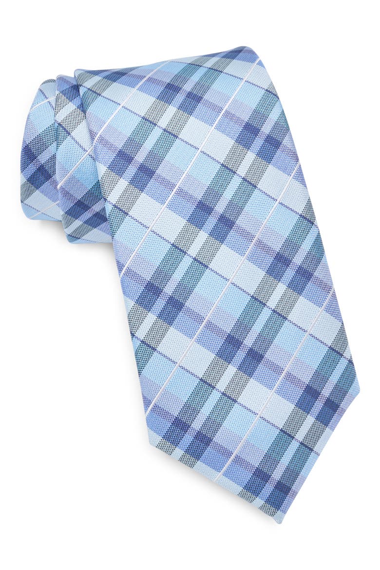 Moura Plaid Tie, Main, color, LIGHT BLUE