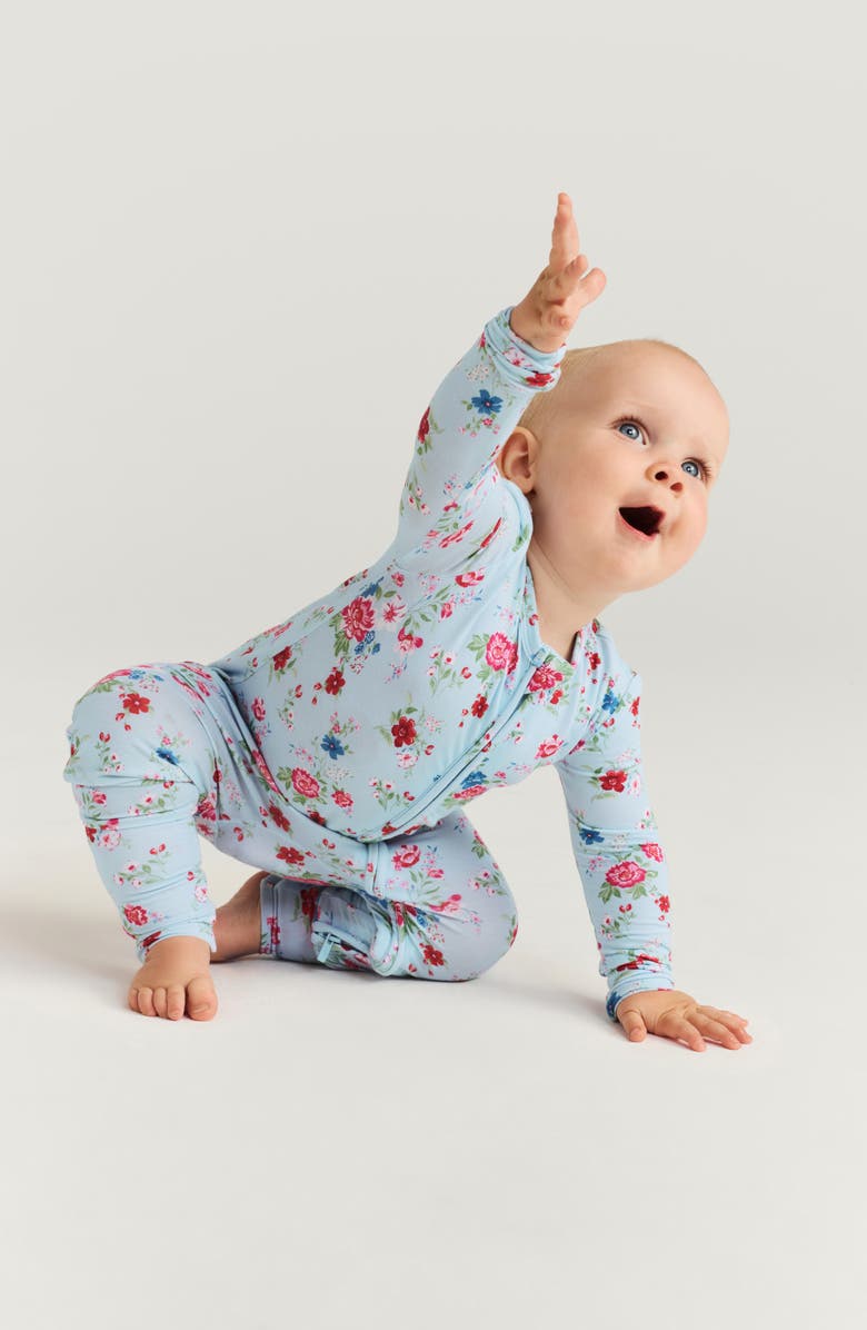 Posh Peanut Fitted Convertible One-Piece Pajamas, Alternate, color, Blue