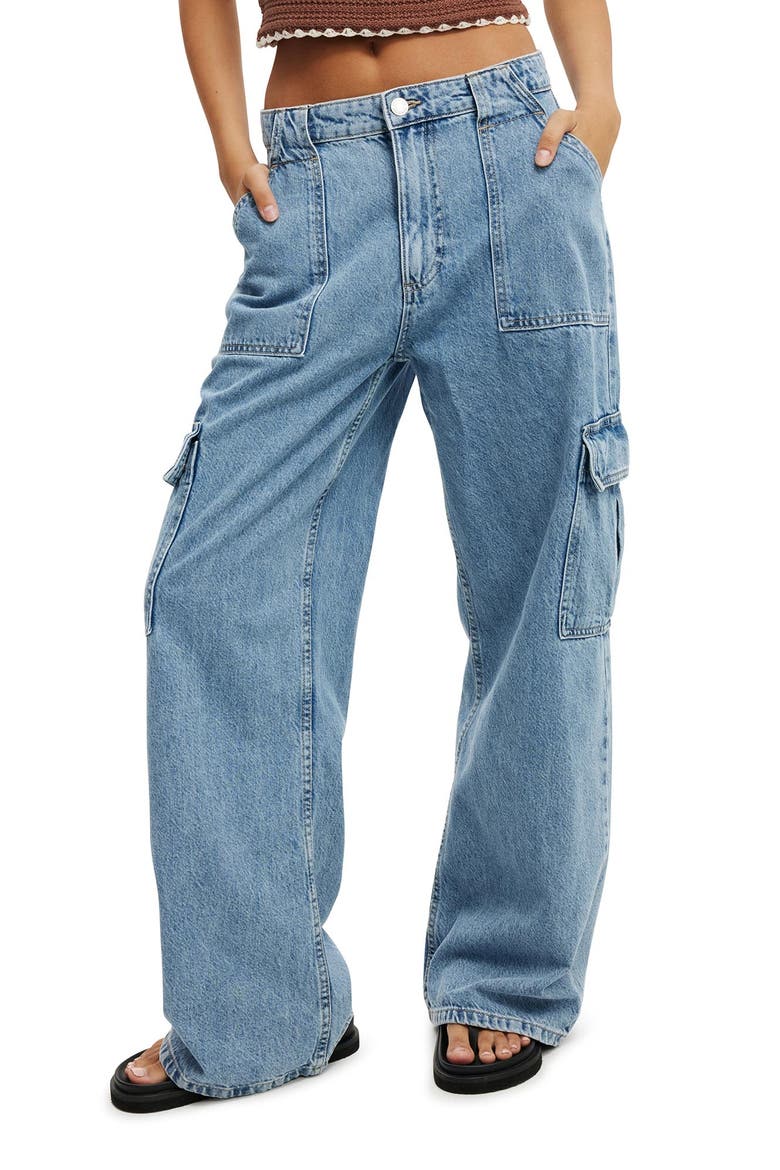 Women's Relaxed Cargo Jean, Main, color, Cleanwater Blue