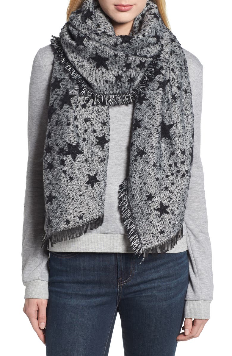 Rebecca Minkoff Metallic Star Oblong Scarf, Main, color, 