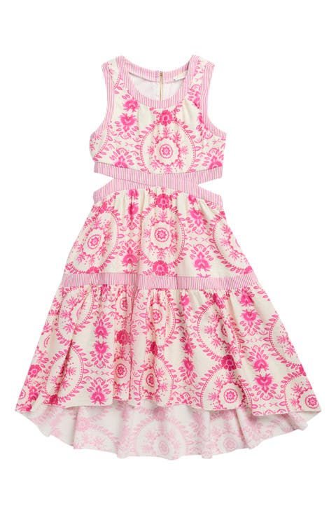 Kids' Floral Side Cutout High Low Dress (Big Kid)