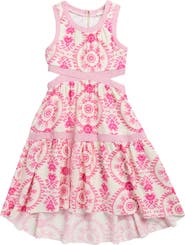 Truly Me Kids' Floral Side Cutout High Low Dress