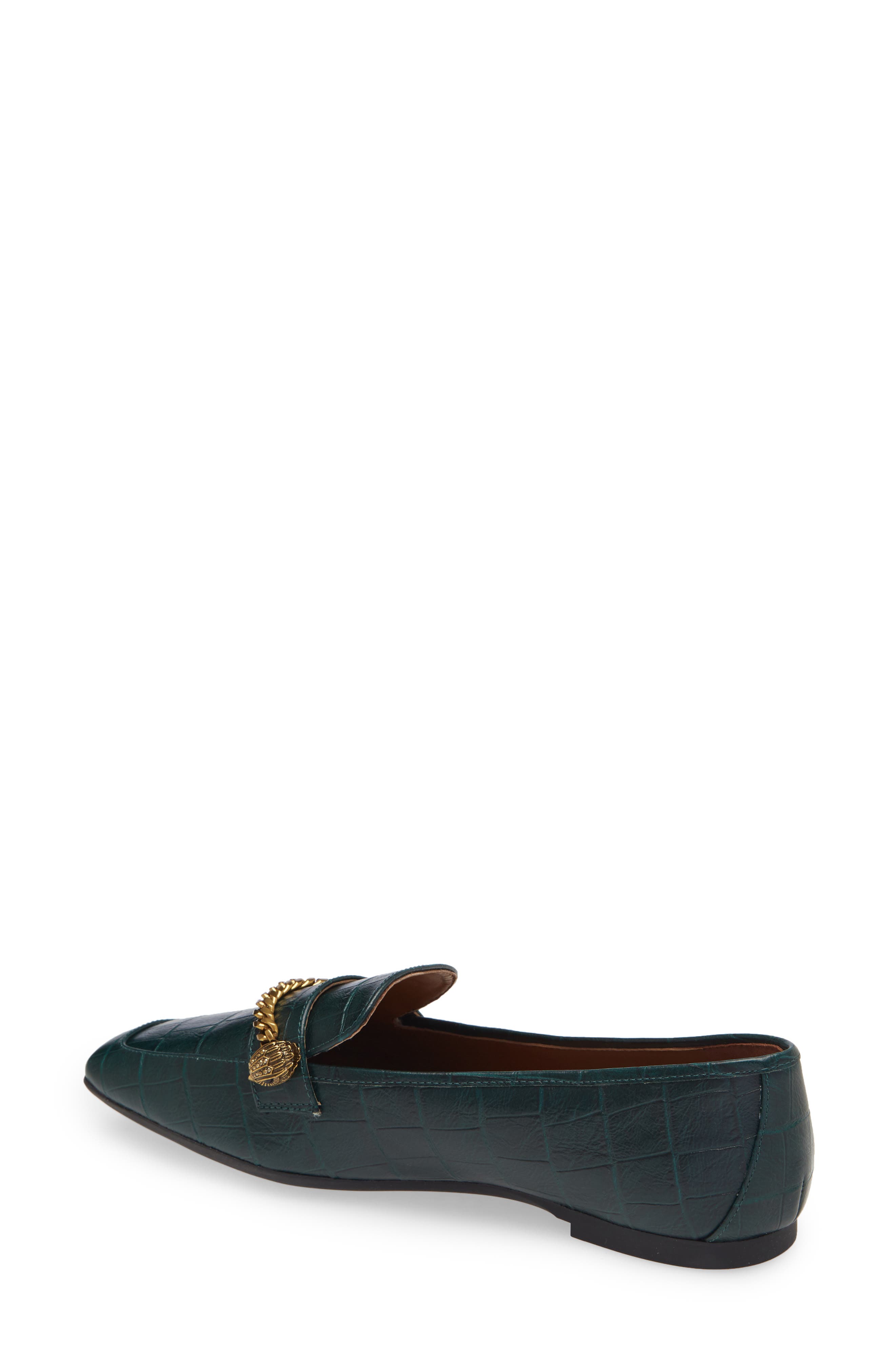 Camilla Croc Embossed Loafer, Alternate, color, DARK GREEN CROC