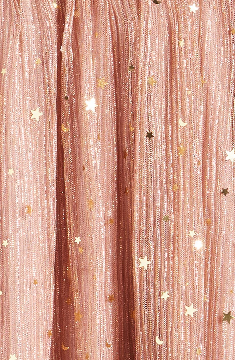 Zunie Kids' Smocked Bodice Sparkle Star Dress, Alternate, color, Dusty Rose