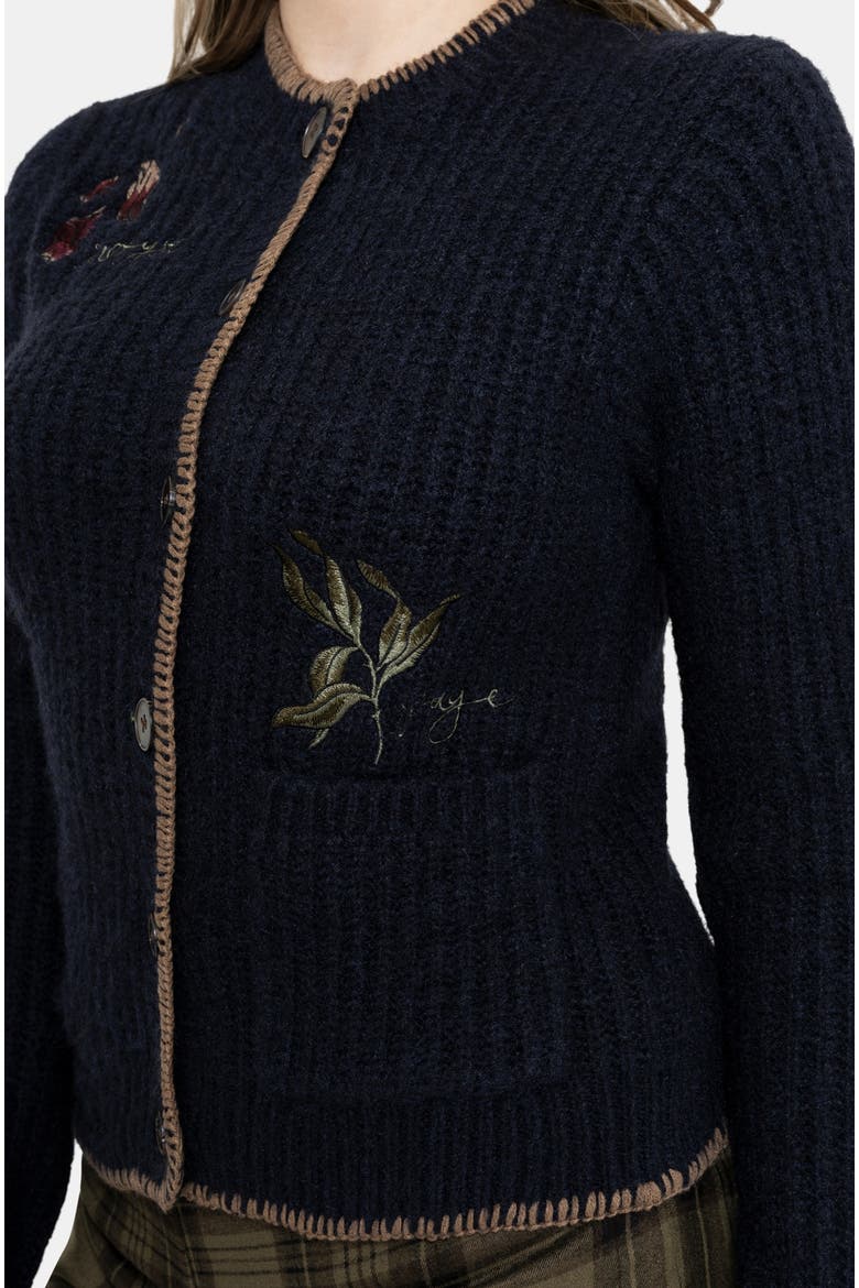Ame Embroidered Blanket Stitch Cardigan, Alternate, color, Blue