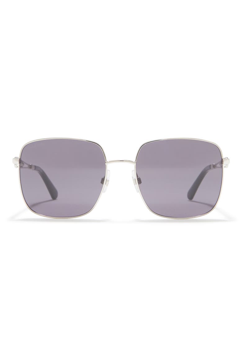 56mm Square Sunglasses, Main, color, SHINY PALLADIUM / SMOKE