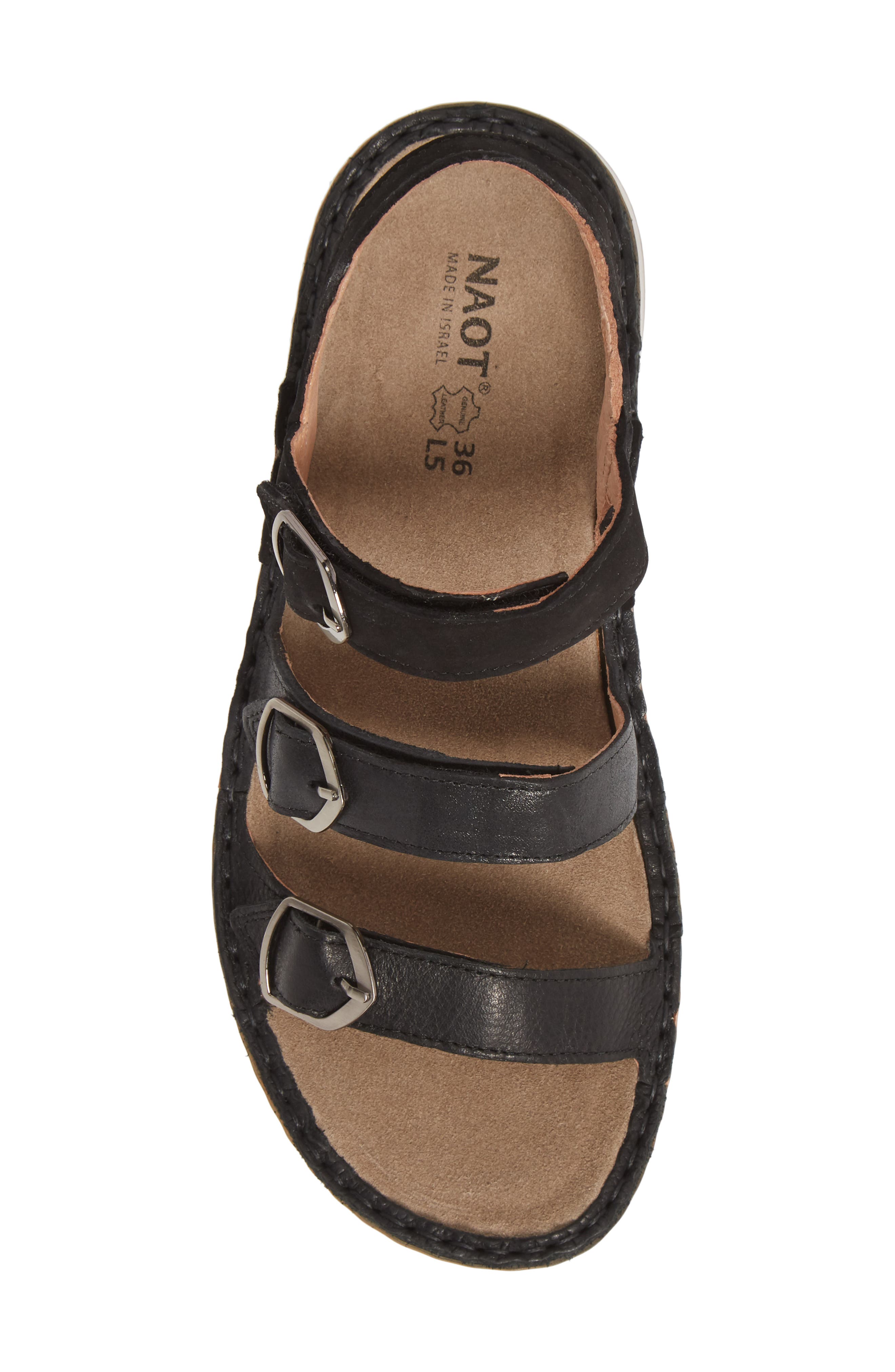 Naot Lamego Sandal, Alternate, color, Black Leather
