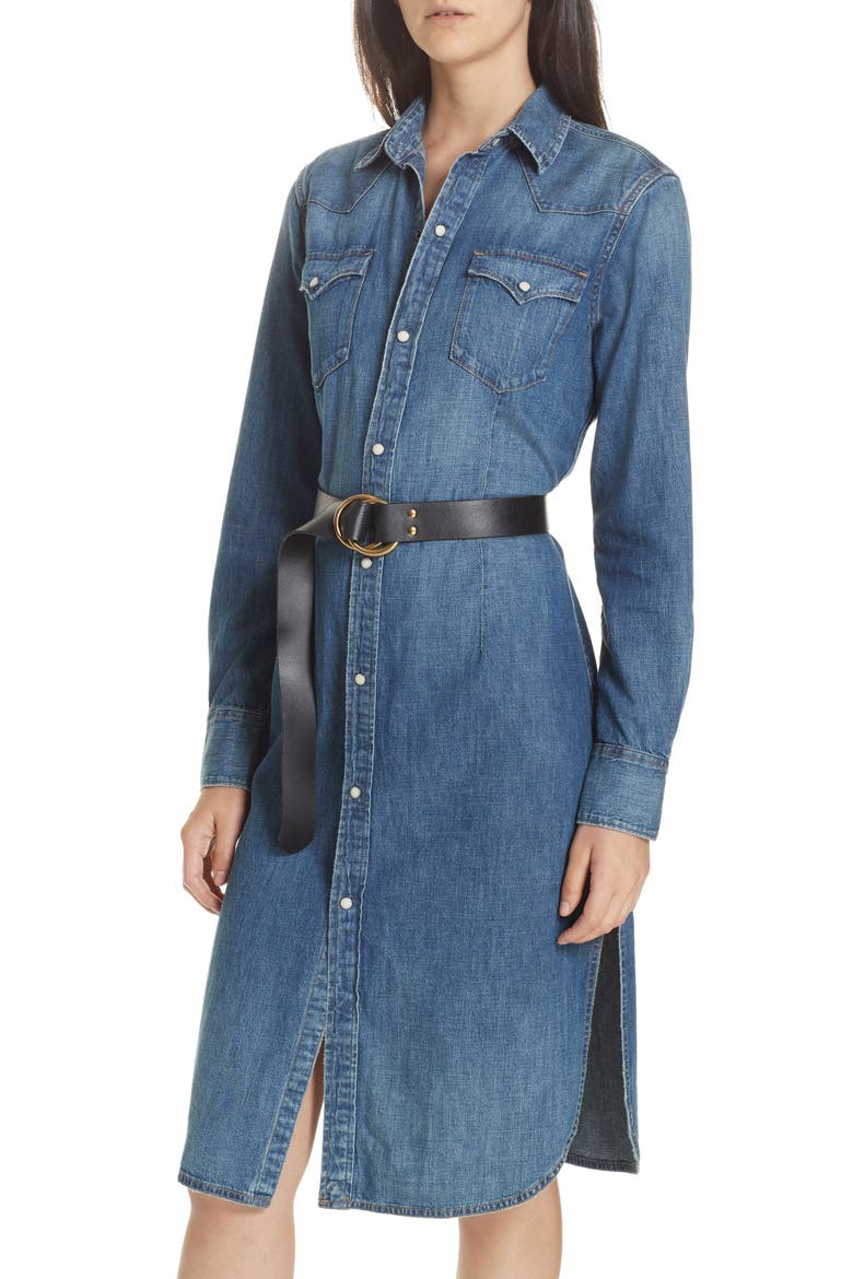 Denim Shirtdress, Alternate, color, LIGHT INDIGO