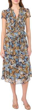 Halogen® Cap Sleeve Pintuck Midi Dress