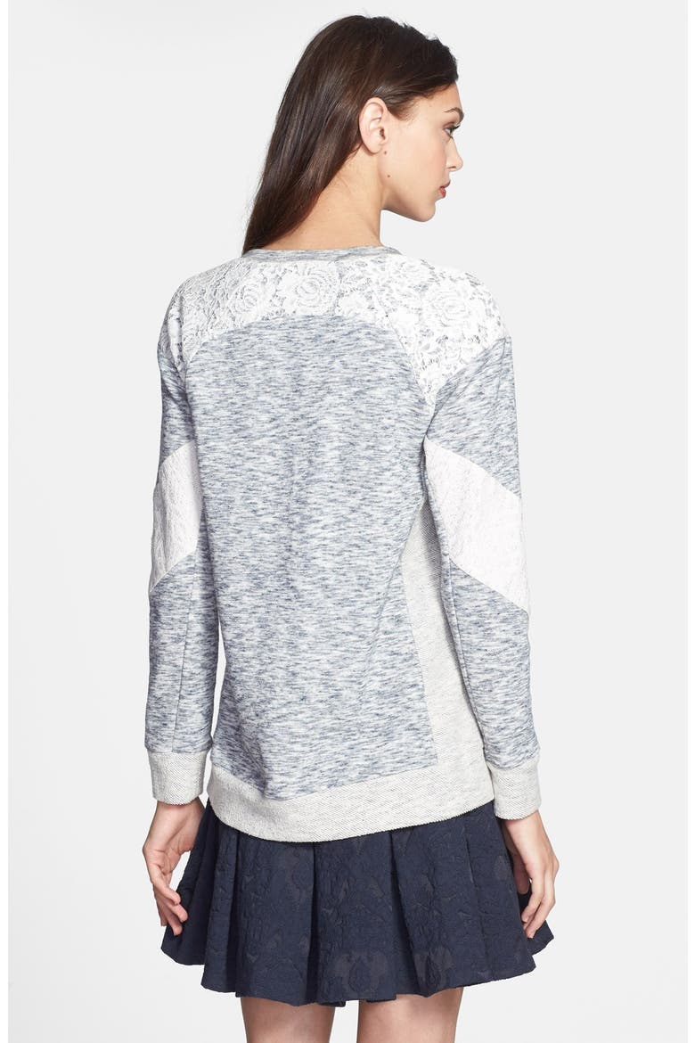 Lace Insert Sweatshirt, Alternate, color, MELANGE GREY