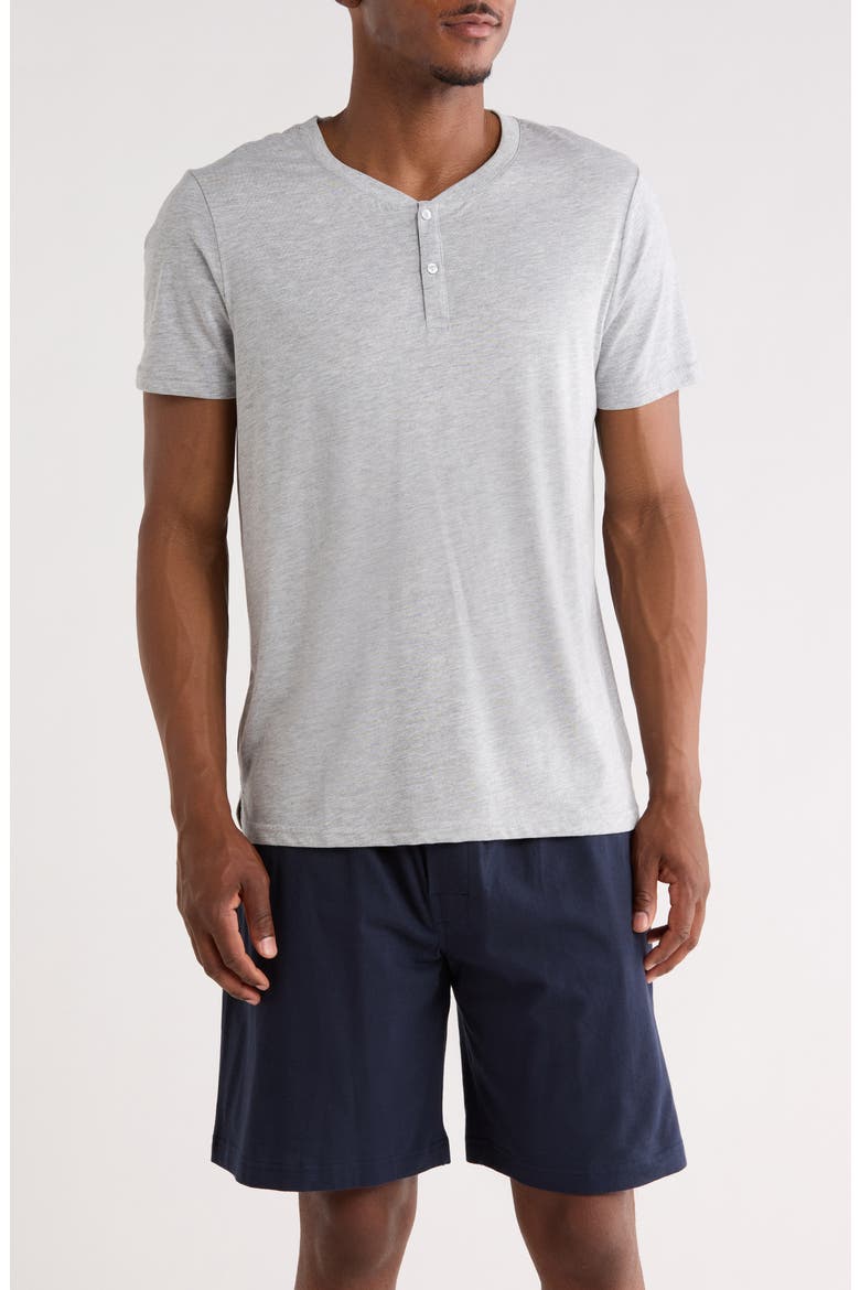 Lightweight Short Sleeve Sleep Henley, Main, color, GREY HEATHER