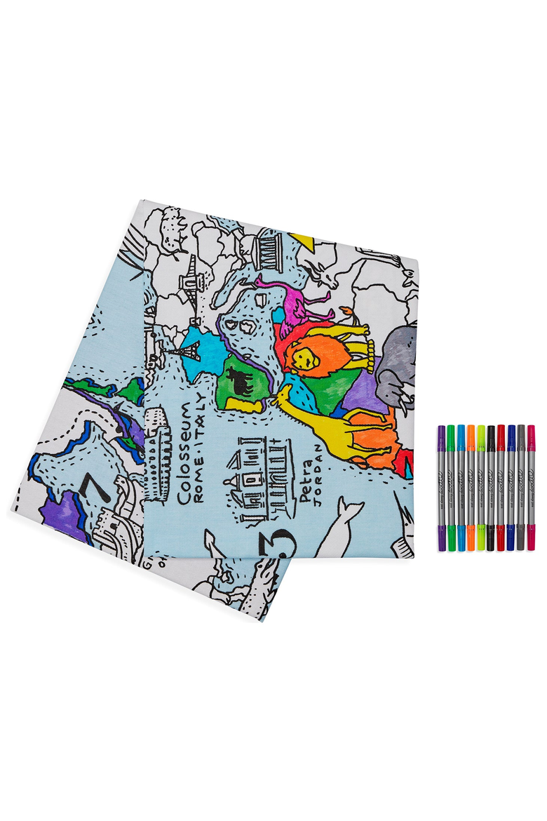 World Map Tablecloth, Main, color, ;Light Blue