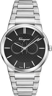 FERRAGAMO Guilloche Quartz Bracelet Watch, 40mm