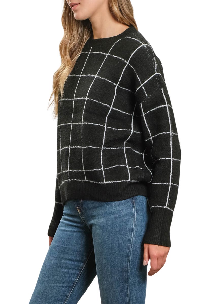 Blu Pepper Windowpane Sweater, Alternate, color, 