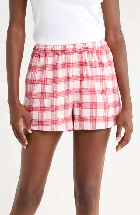 Print Cozy Flannel Boxer Pajama Shorts