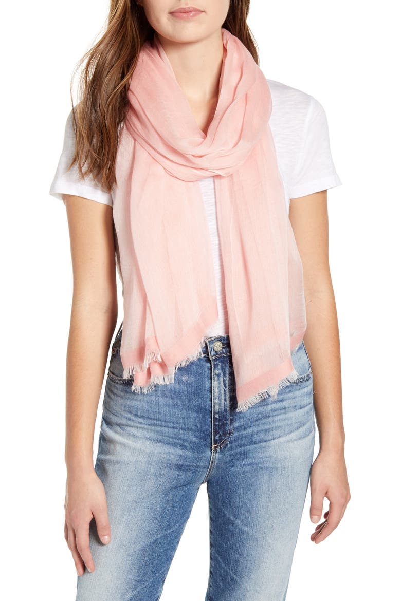 Modal & Silk Stripe Scarf, Main, color, PINK BLOSSOM