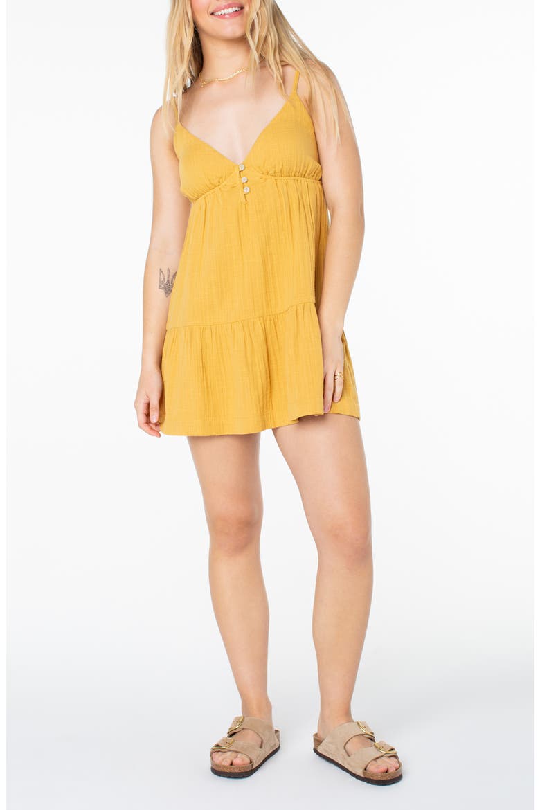 Warm Rays Cotton Minidress, Main, color, AMBER GOLD SOLID