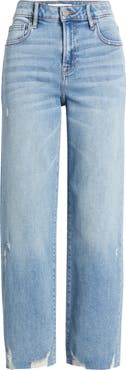 HIDDEN JEANS High Waist Raw Hem Ankle Straight Leg Jeans