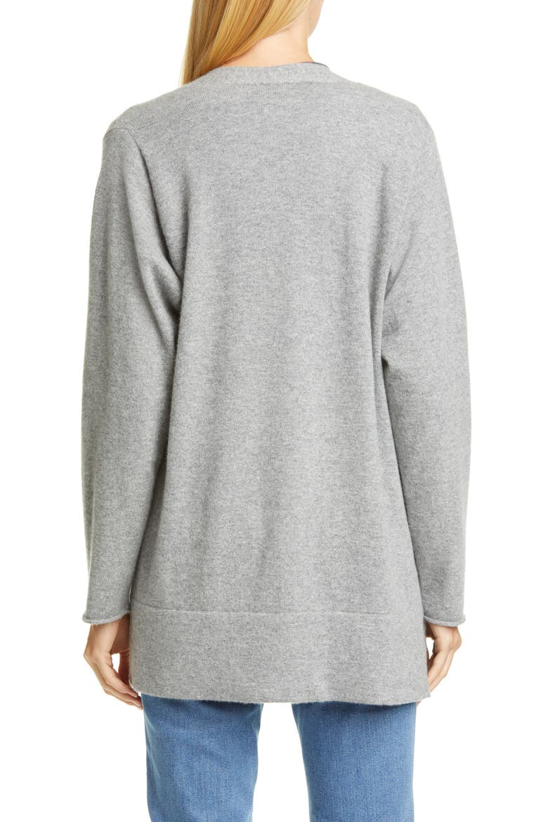 Bead Trim Cashmere Cardigan, Alternate, color, GREY