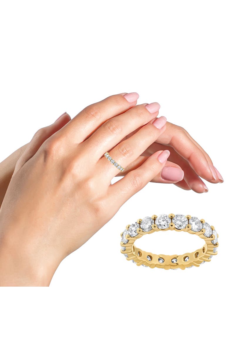 14K Yellow Gold 3.00 Cttw Shared Prong Set Round Cut Diamond Eternity Band, Alternate, color, Yellow