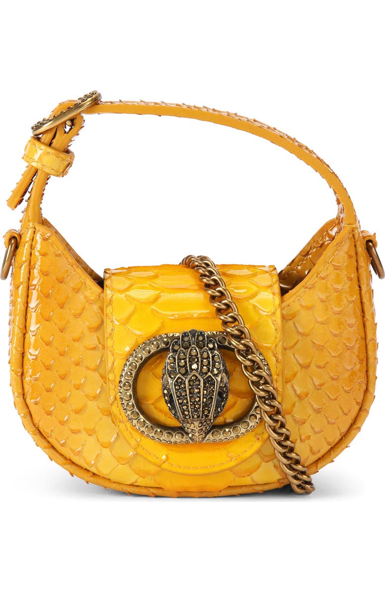 Kurt Geiger London Micro Chelsea Embossed Leather Top Handle Bag, Main, color, Dark Yellow