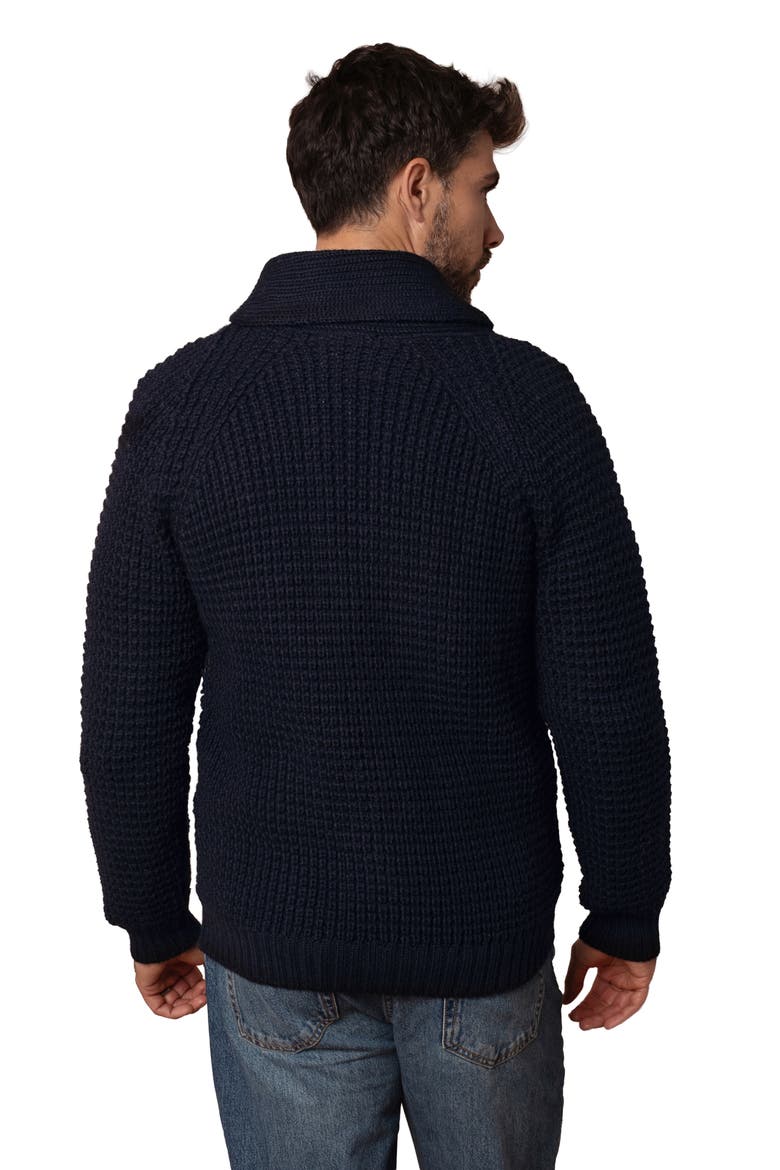 British Waffle Stitch Cardigan, Alternate, color, DARK NAVY