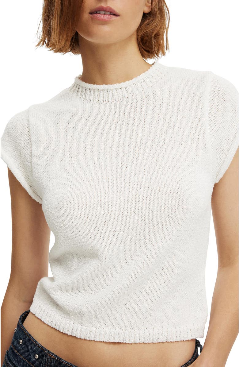 Cotton On Women's Textured Shortsleeve Knit Top, Alternate, color, Porcelain