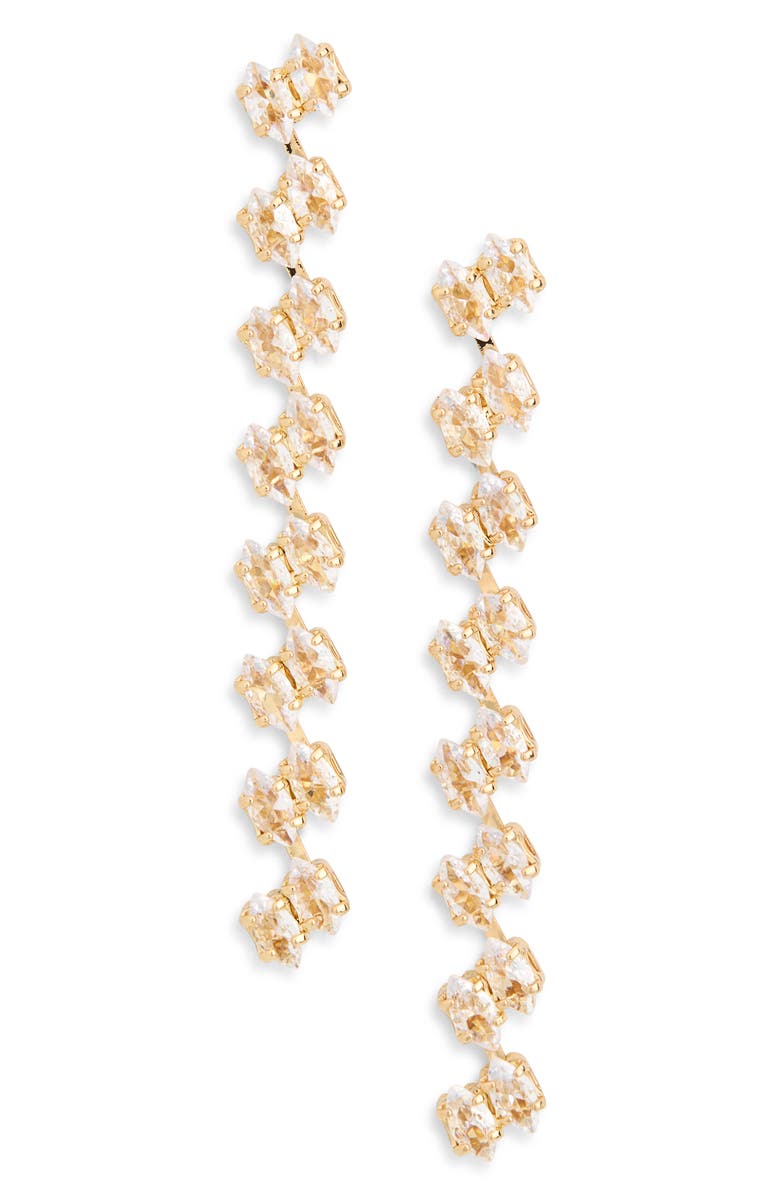 NORDSTROM RACK Cubic Zirconia Linear Drop Earrings, Main, color, Clear- Gold
