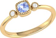 LuvMyJewelry La Vie Cushion Cut Tanzanite & Diamond Accent Ring