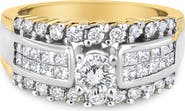 Haus of Brilliance 14K Yellow and White Gold 1 1/2 Cttw Round and Princess-Cut Diamond Band Ring