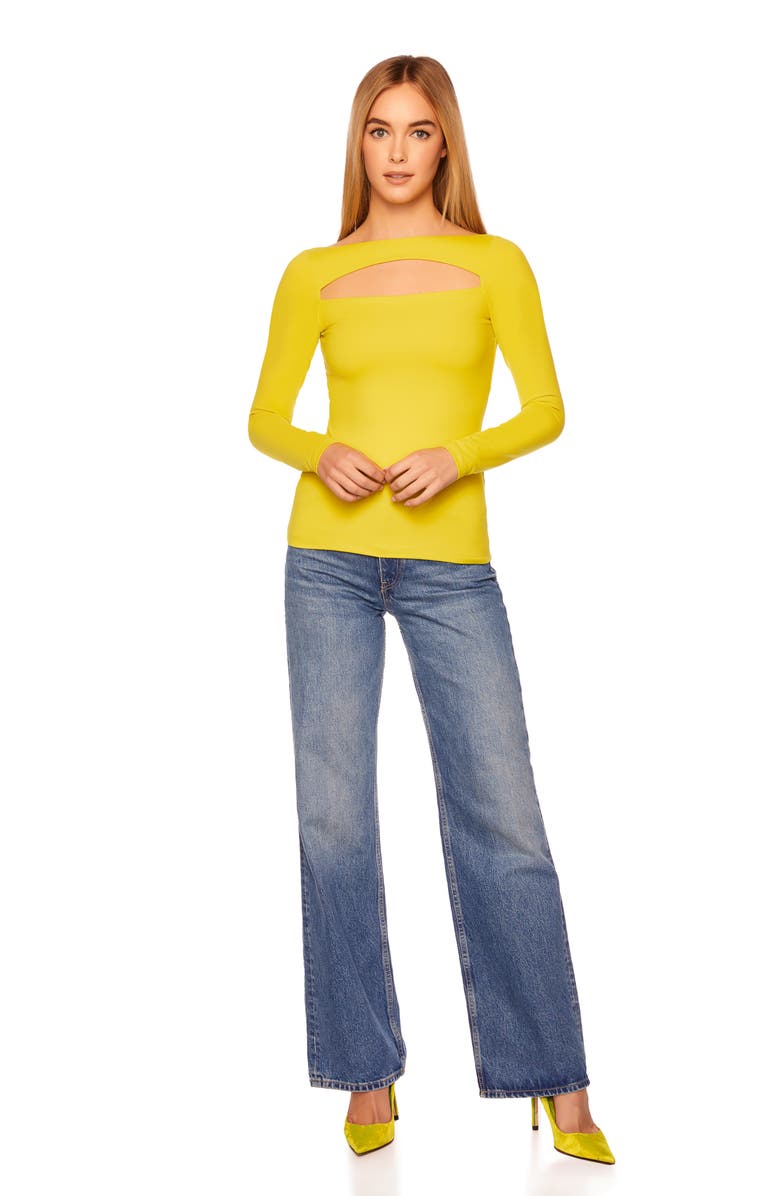 Susana Monaco Cutout Front Long Sleeve Top, Alternate, color, Endive