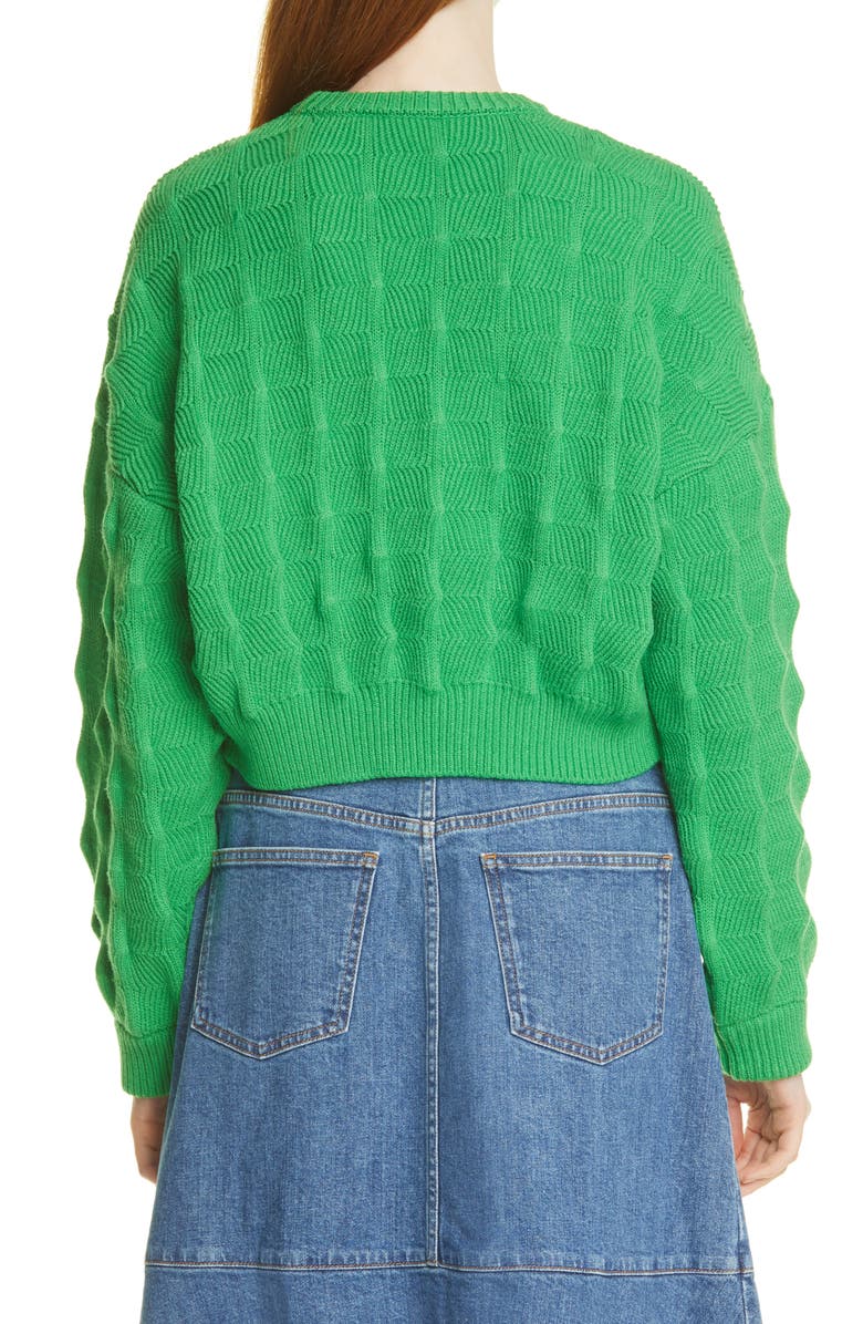 Stella McCartney Popcorn Texture Crop Virgin Wool Sweater, Alternate, color, 