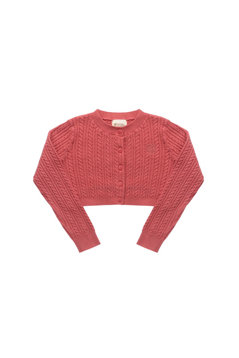 Looms Keepsake Collection - Girls Cable Knit Cardigan, Main, color, Berry