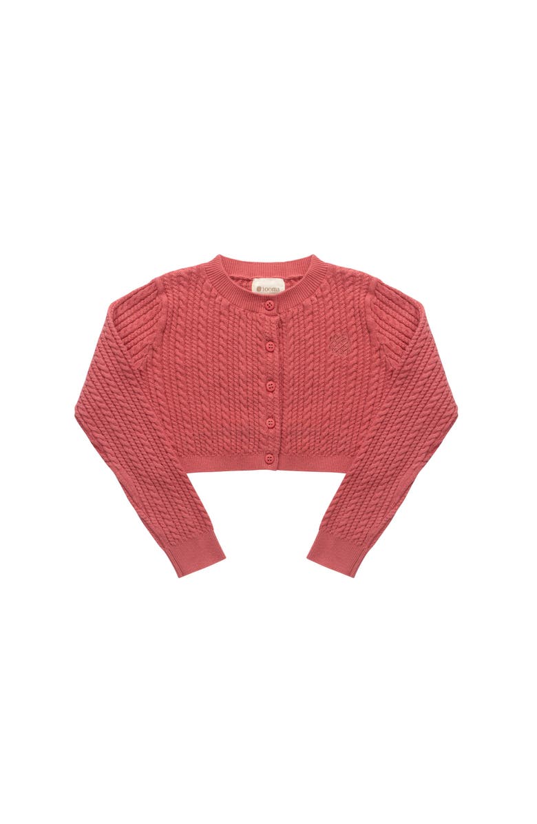 Looms Knits Looms Keepsake Collection - Girls Cable Knit Cardigan, Main, color, Berry