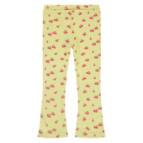 Stains And Stories By Babyface Allover Cherry Print Ribbed Flared Leggings In Multi