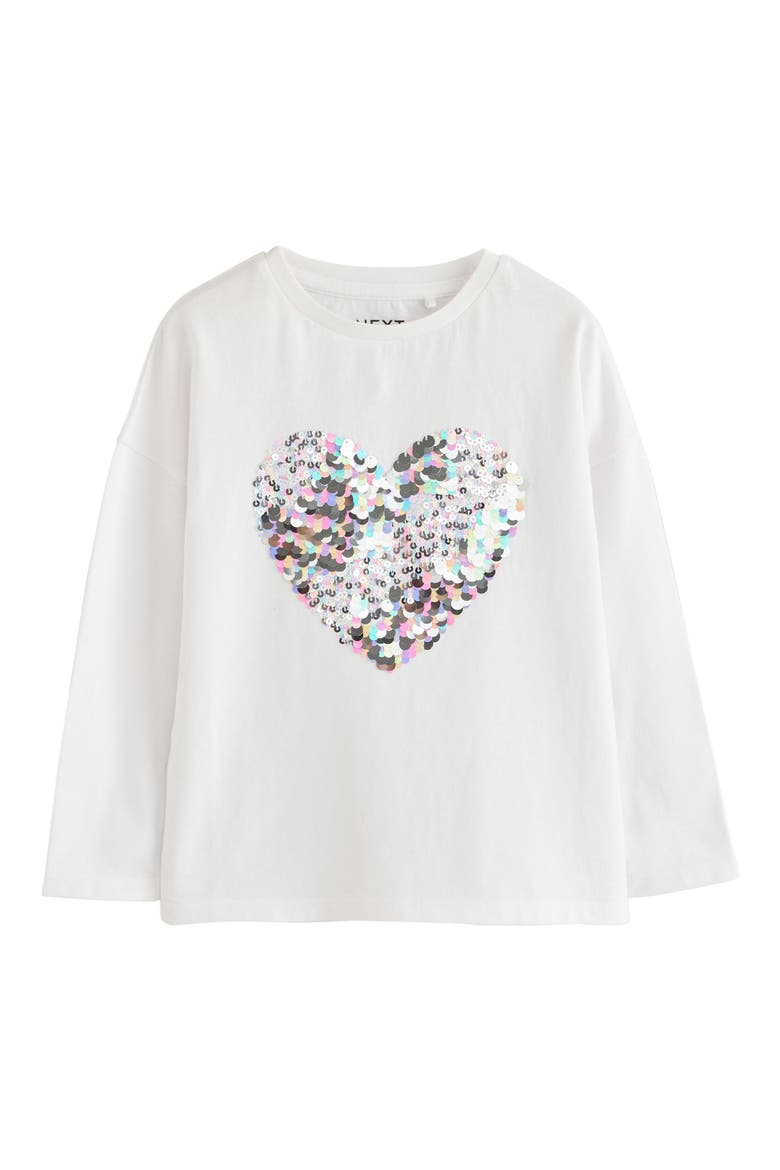 Kids' Sequin Heart Long Sleeve T-Shirt, Main, color, WHITE