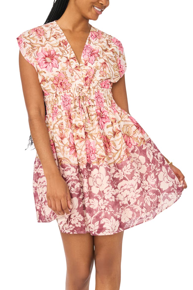 V-Neck Minidress, Alternate, color, MISTY LILAC