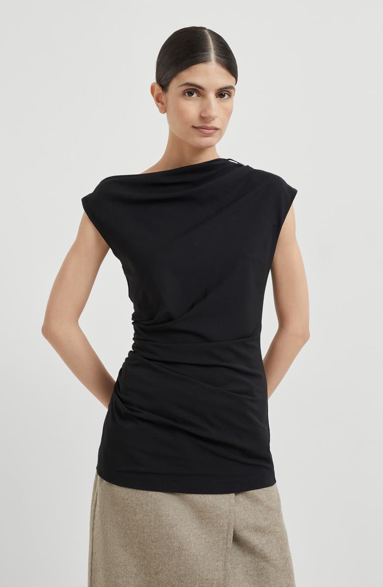 Brunello Cucinelli Ruched T-shirt with monili, Alternate, color, 