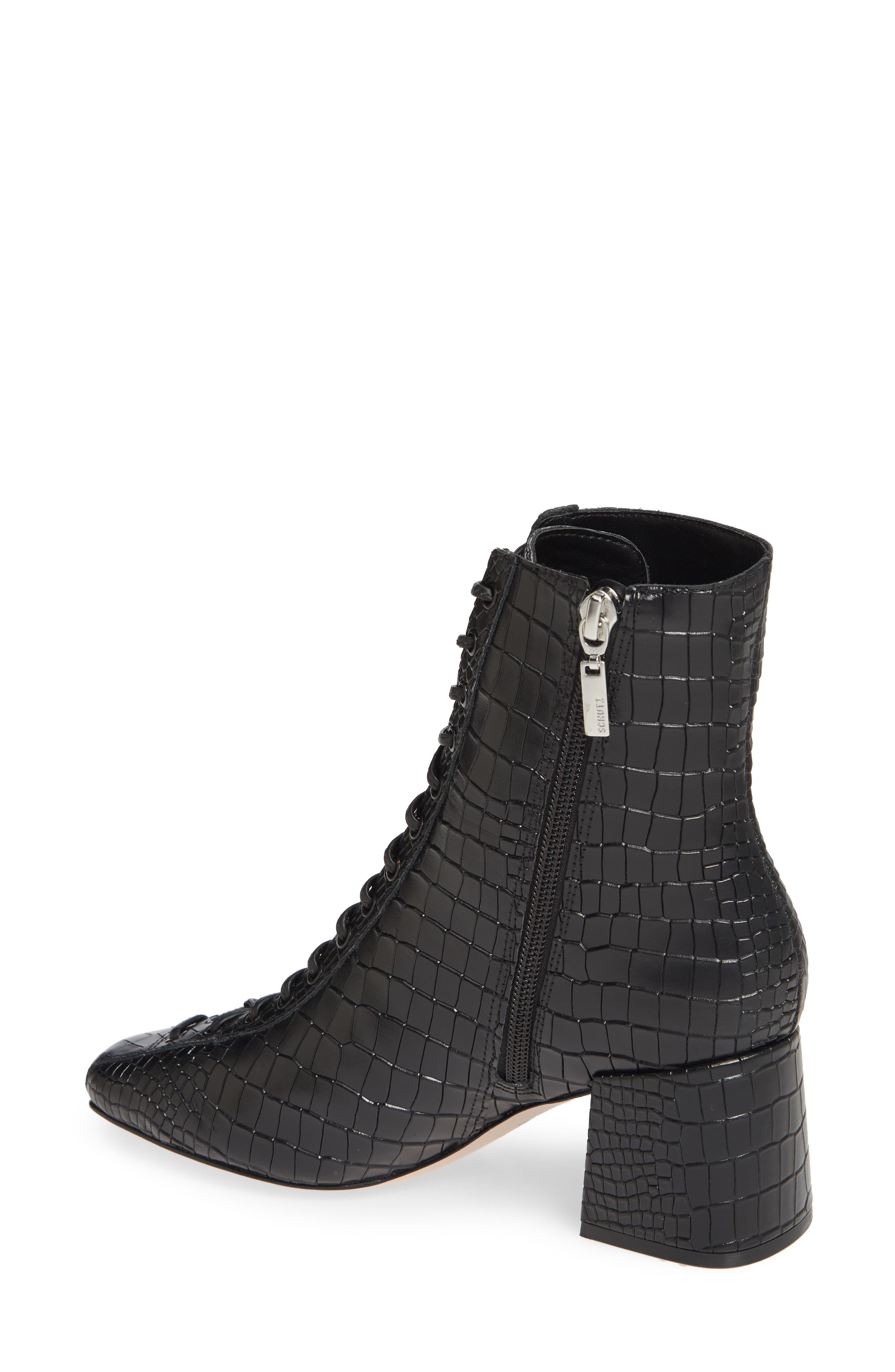 New Kika Bootie, Alternate, color, BLACK CROC LEATHER